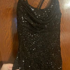 Black sequin prom dress
